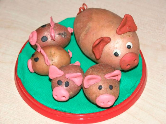 Свинки из картошки Поделки из овощей и фруктов в детский сад: из картофеля