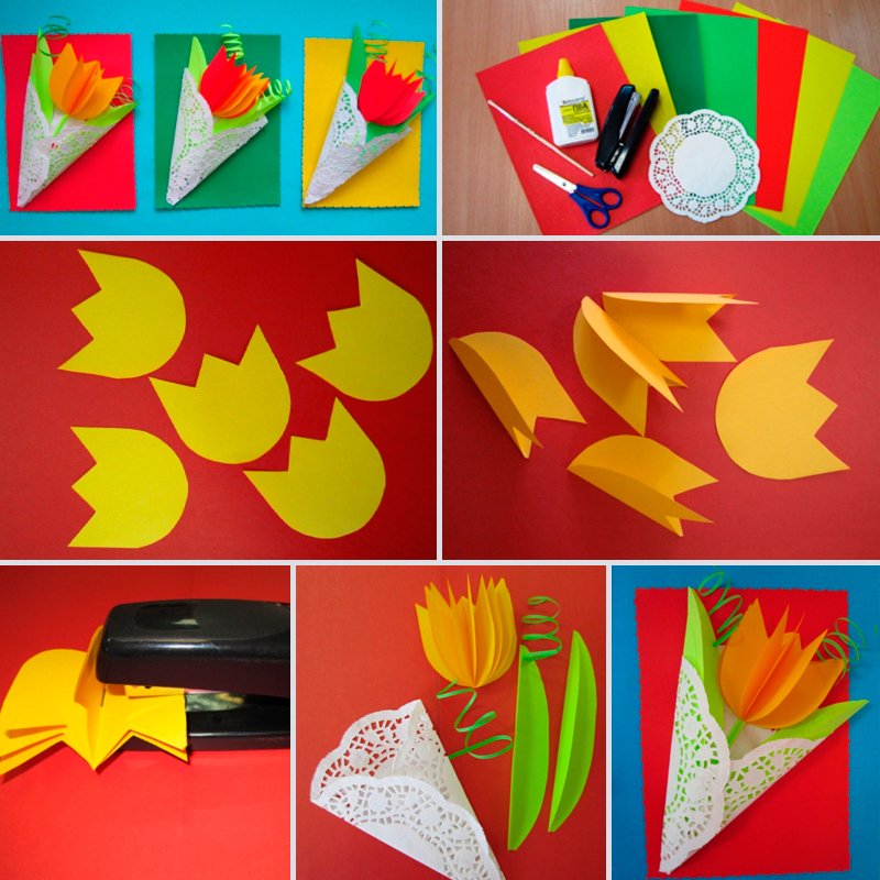 Открытка маме на день матери своими руками от дочки. Картинки и аппликации в детский сад и школу.