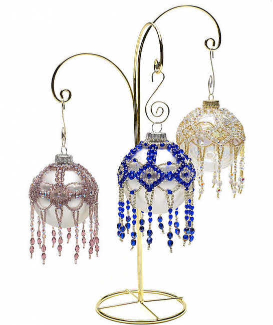 Новогодние шары на подставке для сережек