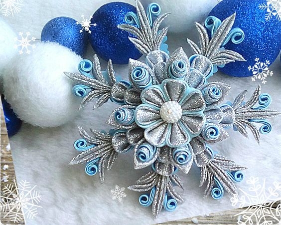 Канзаши для начинающих. Снежинка