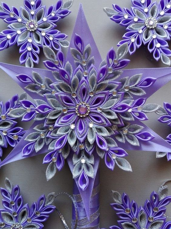 Канзаши для начинающих. Снежинка