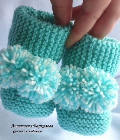Пинетки спицами для новорожденных : схемы и описание для начинающих с фото