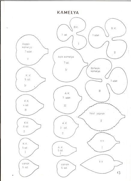 Фоамиран. Выкройки цветов