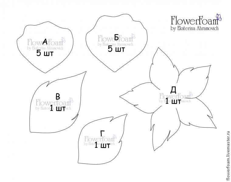Фоамиран. Выкройки цветов