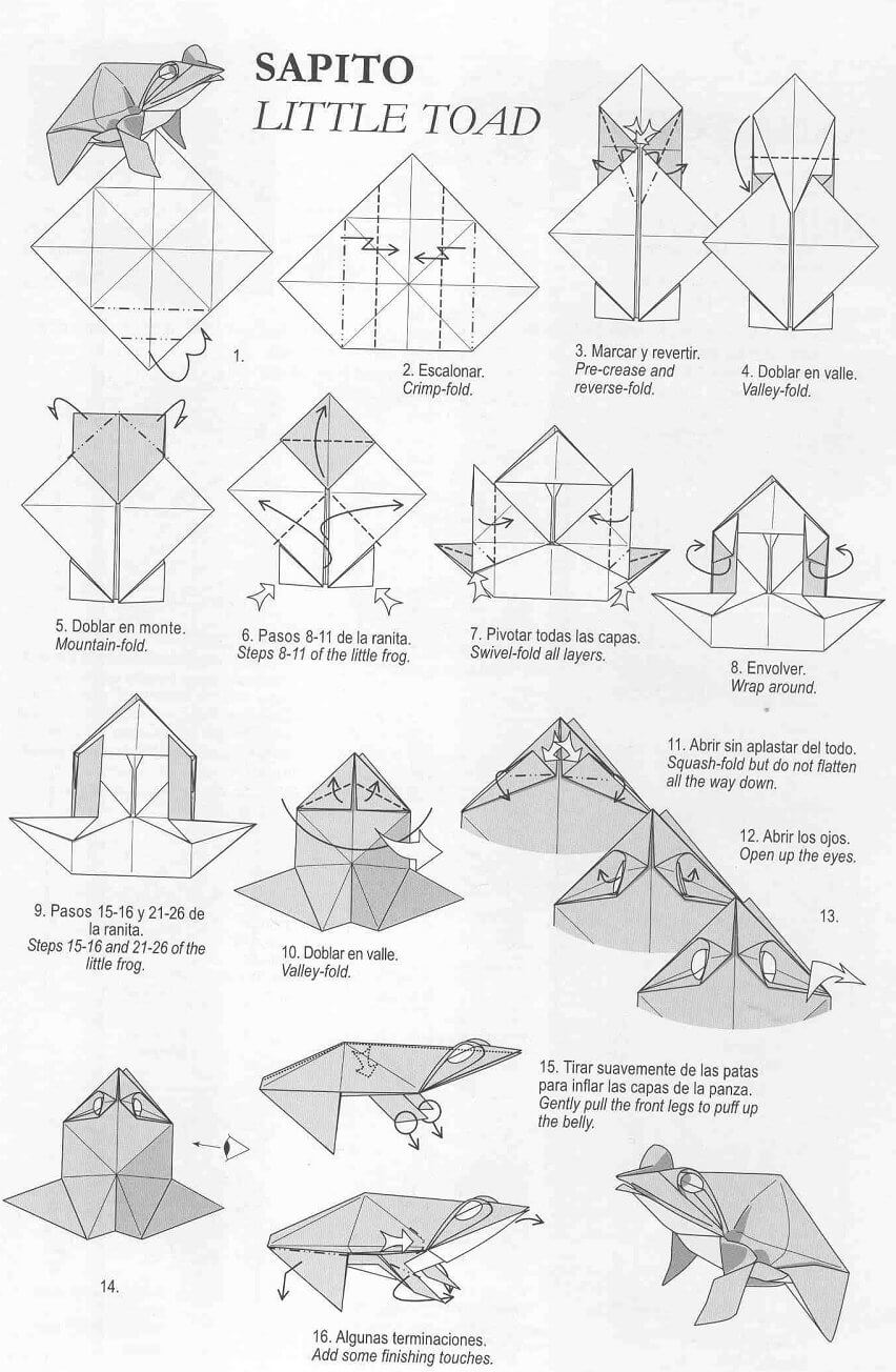 Как сделать лягушку из бумаги поэтапно