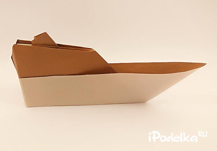 Катерок оригами из бумаги