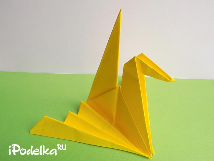 Журавль в технике оригами