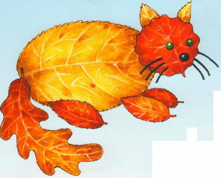 Осенние поделки из листьев своими руками (все новинки для детей детского сада и школы) этап 17