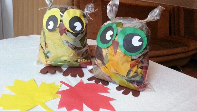 Осенние поделки из листьев своими руками (все новинки для детей детского сада и школы) этап 20