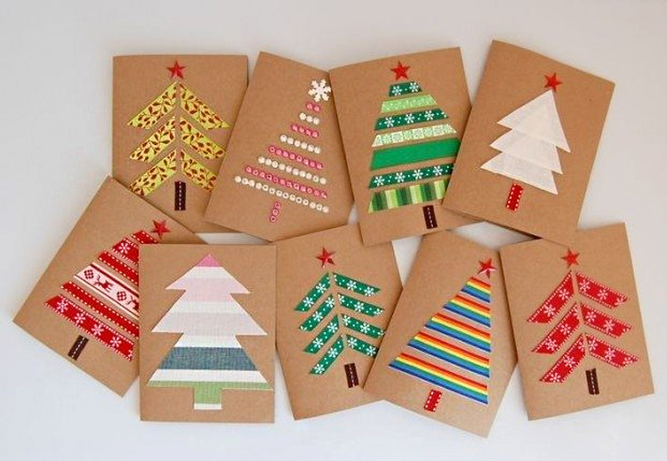 новогодняя открытка из декоративного скотча