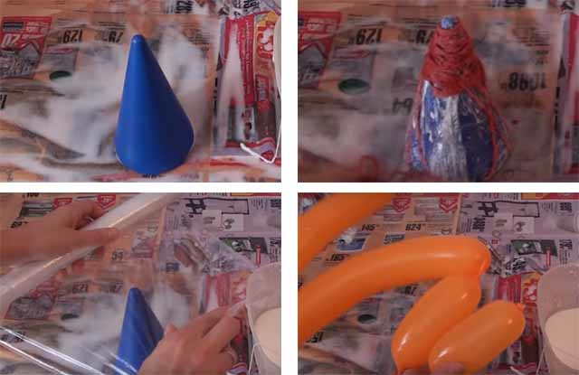 konus i dlinnyj shar dlya detalej snegovika