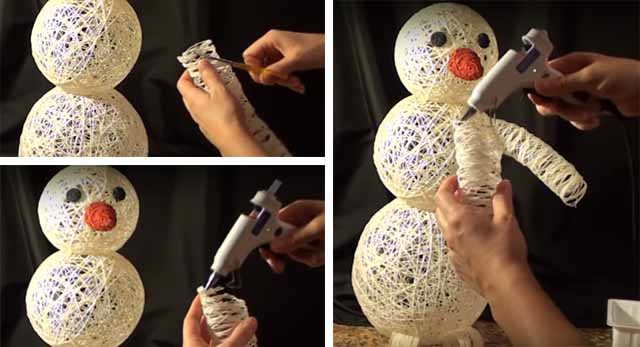 kreplenie ruk snegoviku iz nitok