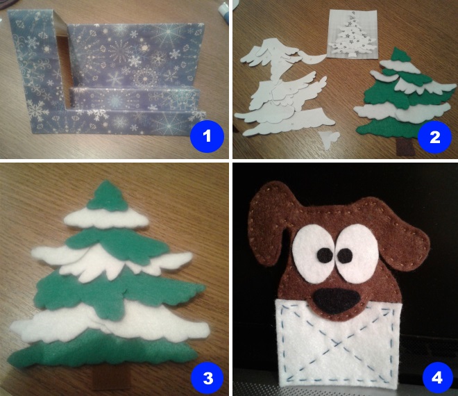 Процесс изготовления открытки из фетра