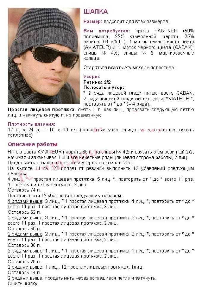 Мужская шапка спицами (110 фото): схемы с описанием и пошаговыми инструкциями