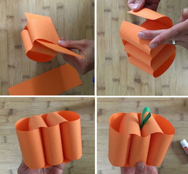 Тыква из цветной бумаги - поделка для детского сада