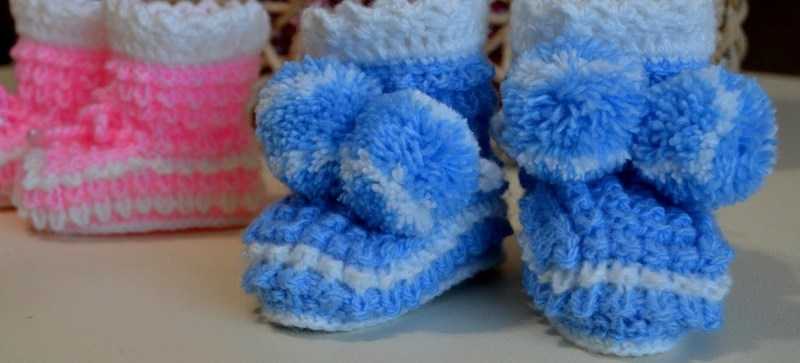 Пинетки спицами для новорожденных : схемы и описание для начинающих с фото