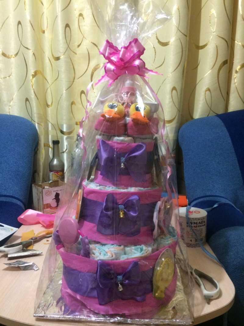 Торт из памперсов  своими руками (девочке, мальчику): пошаговое фото, мастер-класс