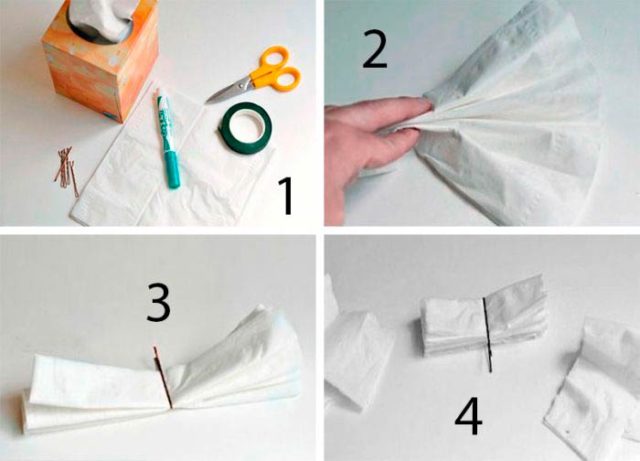 Создание цветов из салфеток