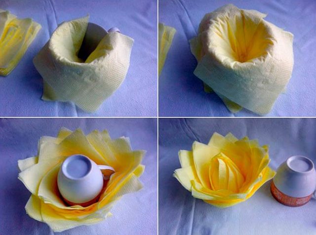 Роза из салфетки