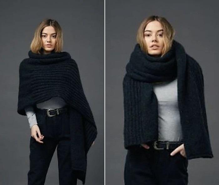 Широкий молодежный шарф накидка