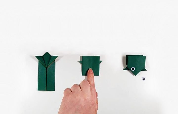 Схема изготовления оригами-лягушки из прямоугольника