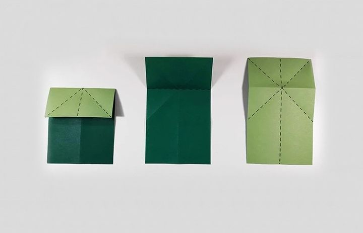 Схема изготовления оригами-лягушки из прямоугольника