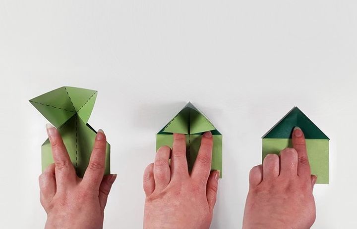 Схема изготовления оригами-лягушки из прямоугольника