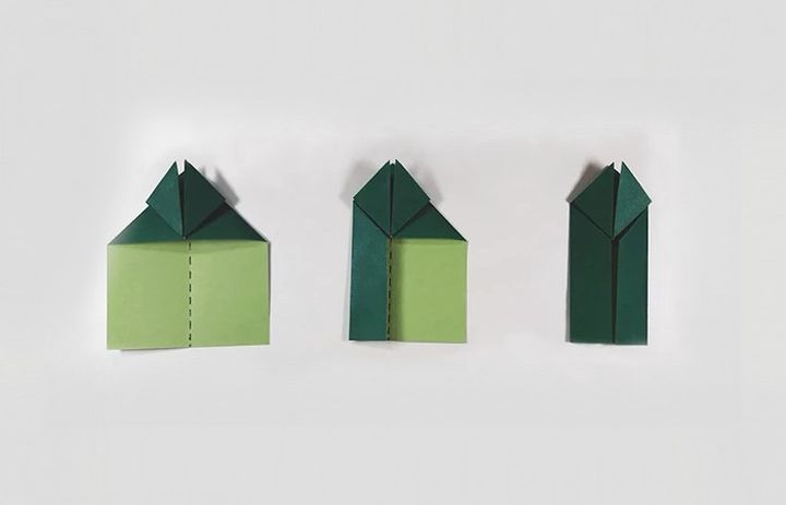 Схема изготовления оригами-лягушки из прямоугольника