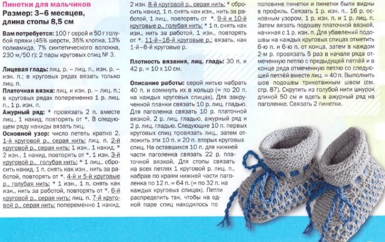 Как вязать пинетки спицами по схемам вязания с видео и фото