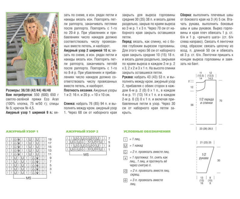 Ажурные узоры спицами, больше 60 схем и изделий с ажурными узорами, Узоры для вязания спицами