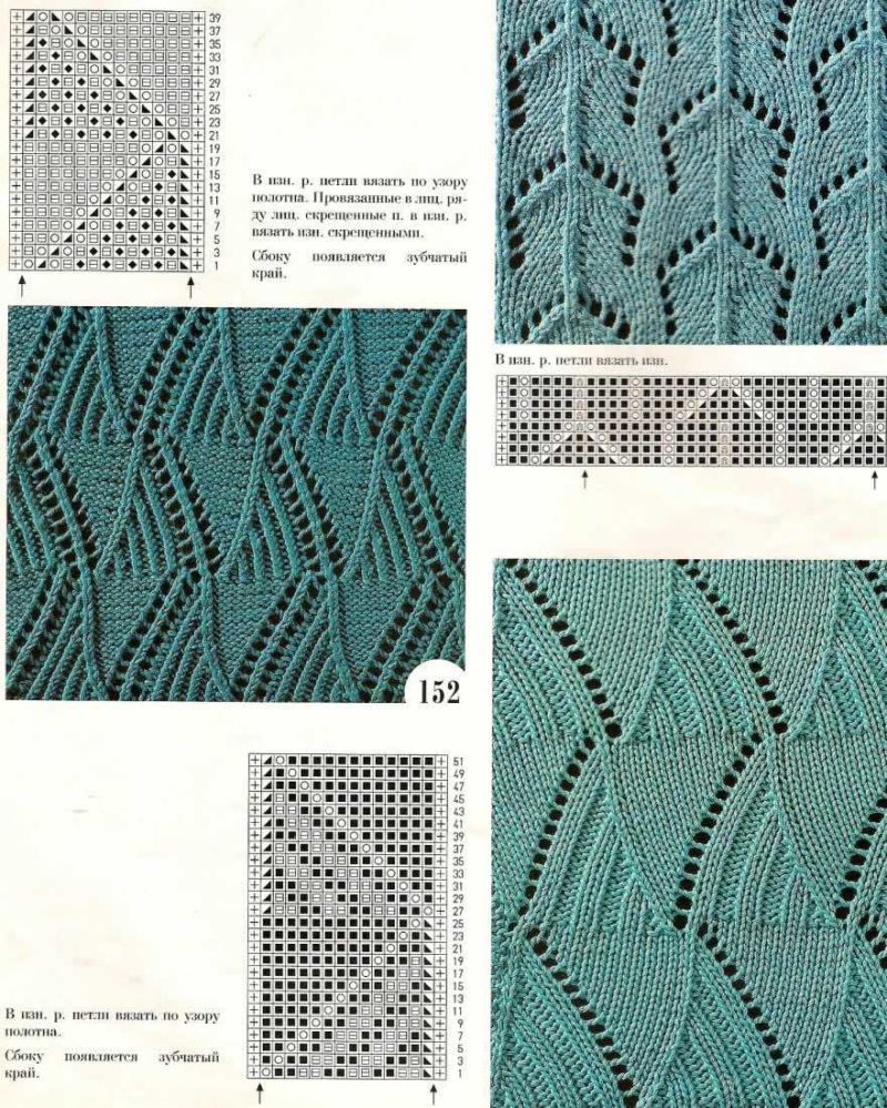 Ажурные узоры спицами, больше 60 схем и изделий с ажурными узорами, Узоры для вязания спицами