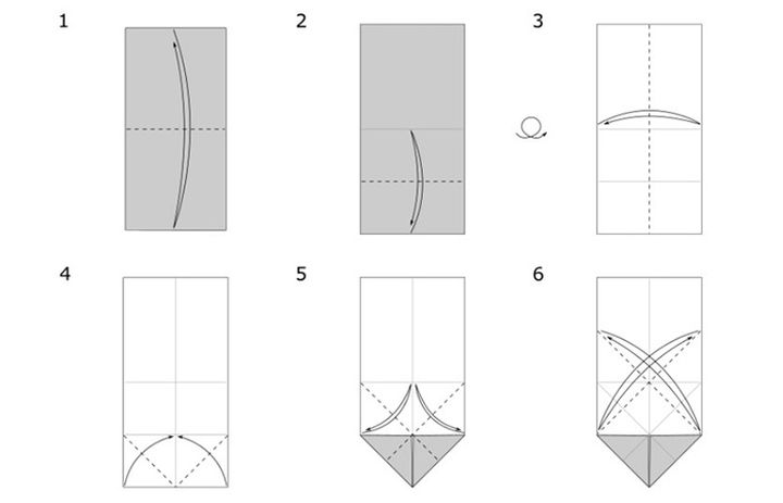 Сборка журавлика-оригами