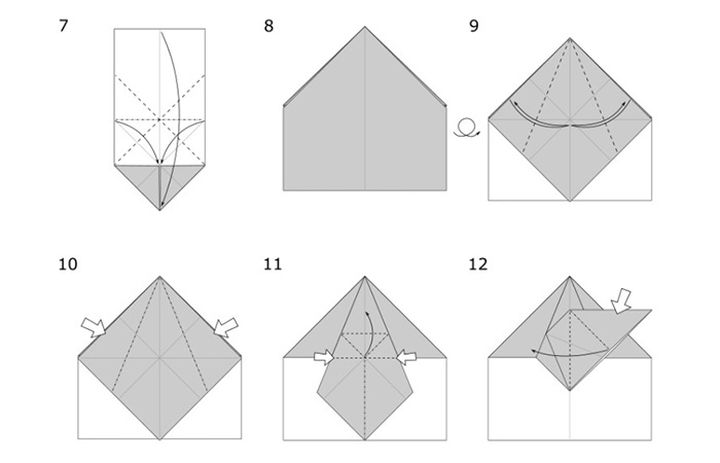 Сборка журавлика-оригами