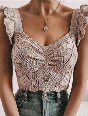 Ажурные узоры для вязания топов спицами