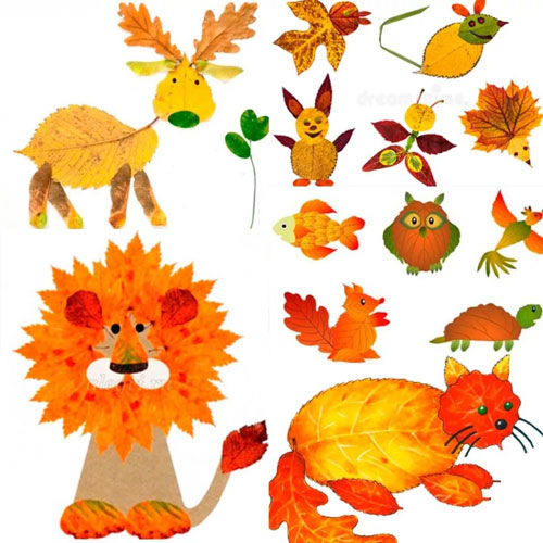 детские поделки из листьев на тему осени 2