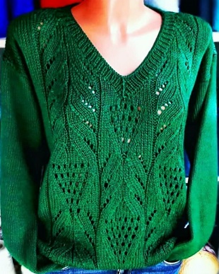 Ажурный узор для вязания пуловера спицами