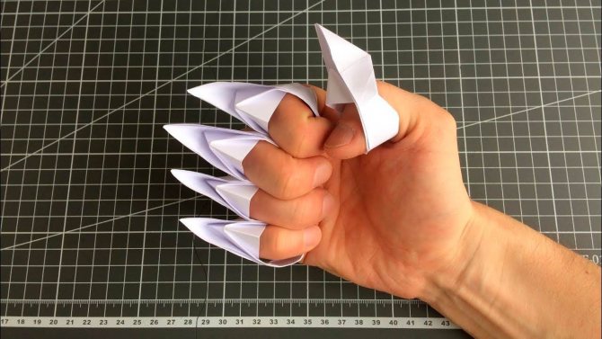 Как сделать когти из бумаги: оригами на пальцы