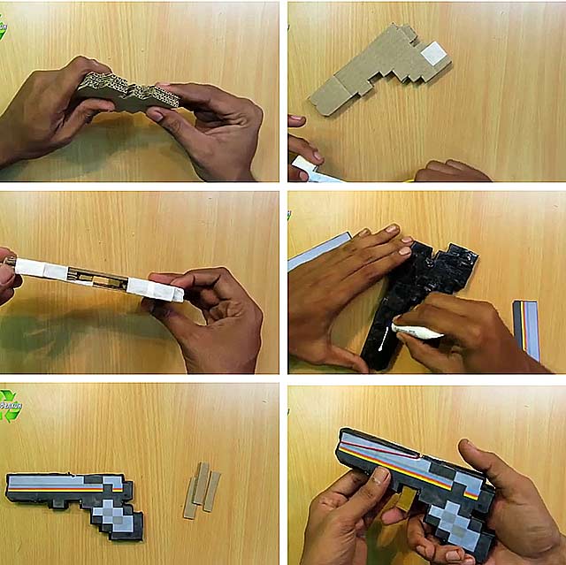 Как сделать из бумаги пистолет, который стреляет резинками: легкая схема своими руками