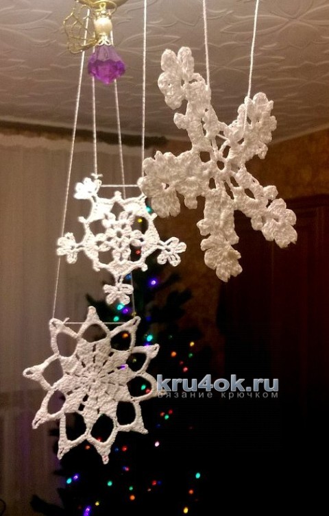 Новогодние снежинки и ангел, связанные крючком Новогодние украшения, связанные крючком вязание и схемы вязания