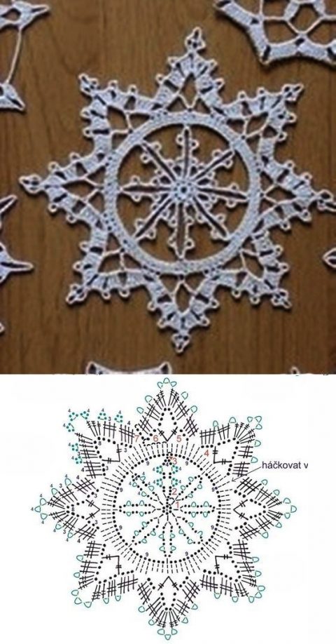 Схемы простых и сложных снежинок крючком Схемы простых и сложных снежинок крючком