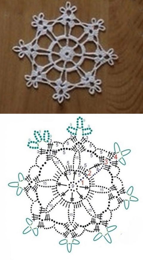 Схемы простых и сложных снежинок крючком Схемы простых и сложных снежинок крючком