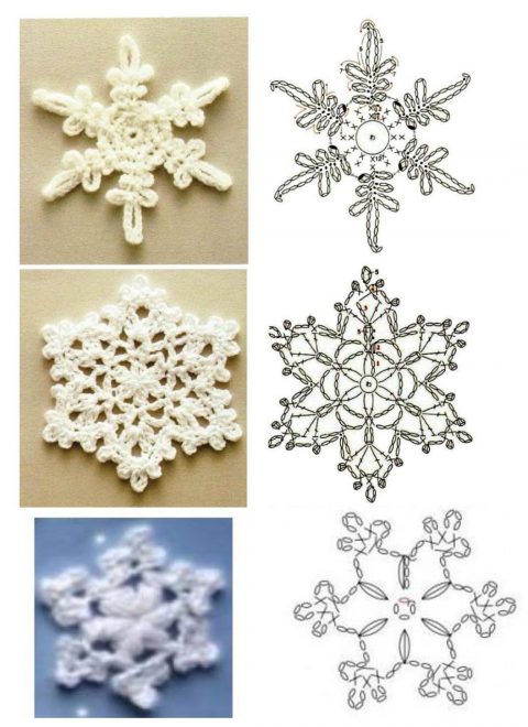 как связать снежинку крючком Схемы простых и сложных снежинок крючком