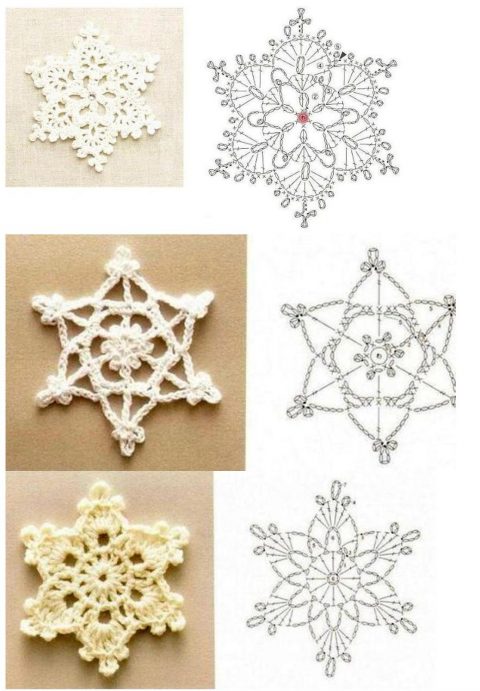 как связать снежинку крючком Схемы простых и сложных снежинок крючком