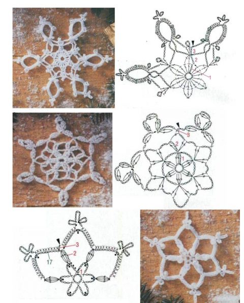 как связать снежинку крючком Схемы простых и сложных снежинок крючком