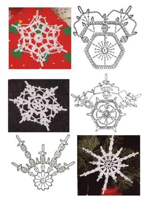 как связать снежинку крючком Схемы простых и сложных снежинок крючком