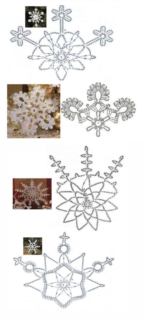 Схемы простых и сложных снежинок крючком Схемы простых и сложных снежинок крючком