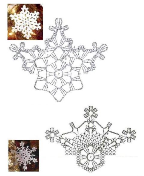Схемы простых и сложных снежинок крючком Схемы простых и сложных снежинок крючком