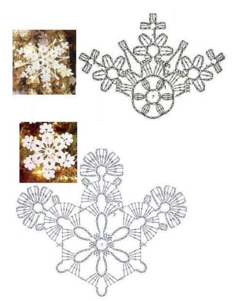Схемы простых и сложных снежинок крючком Схемы простых и сложных снежинок крючком