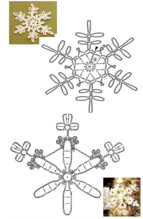 Схемы простых и сложных снежинок крючком Схемы простых и сложных снежинок крючком