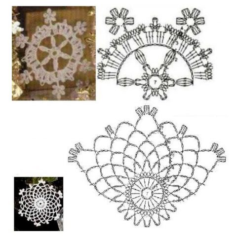 Схемы простых и сложных снежинок крючком Схемы простых и сложных снежинок крючком